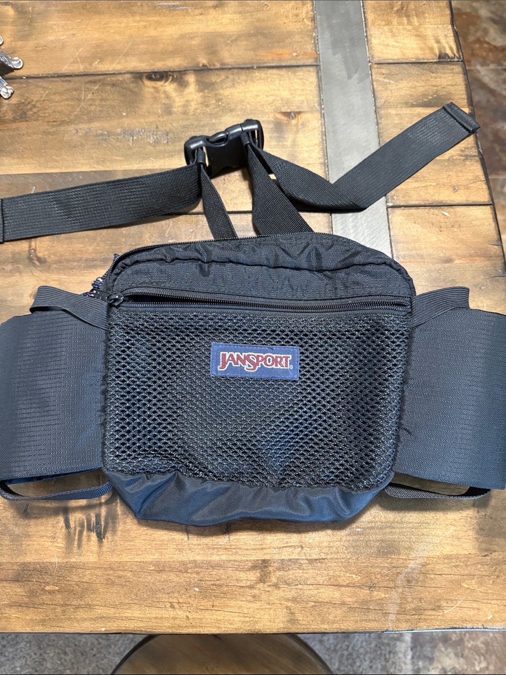 Jansport Black Mesh-Front Belt Bag